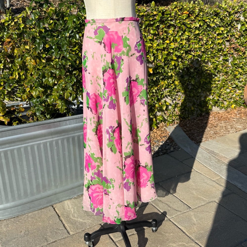 Judy Hornby Couture vintage silk floral maxi skirt